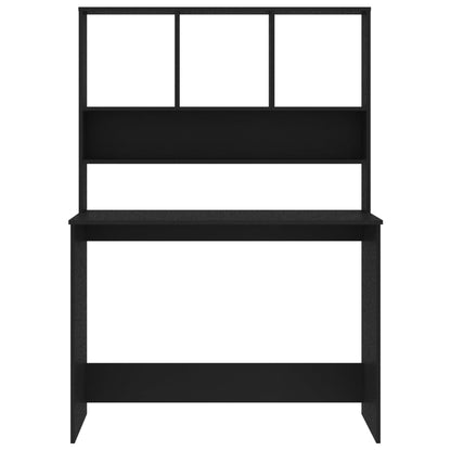 vidaXL Desk with Shelf Black 110x45x157 cm Engineered Wood