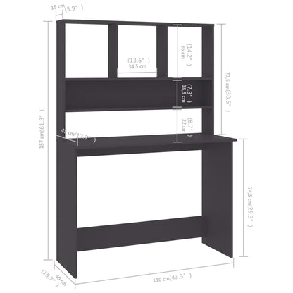 vidaXL Desk | Grey | Engineered wood | Compact | Desk | Rectangular | Modern
