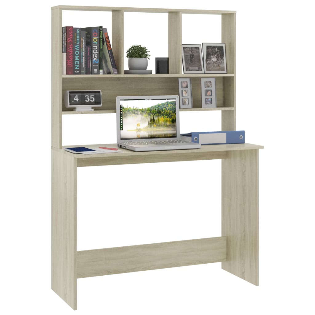 vidaXL Desk | Sonoma Oak | Engineered Wood | Medium | Desk | Rectangular