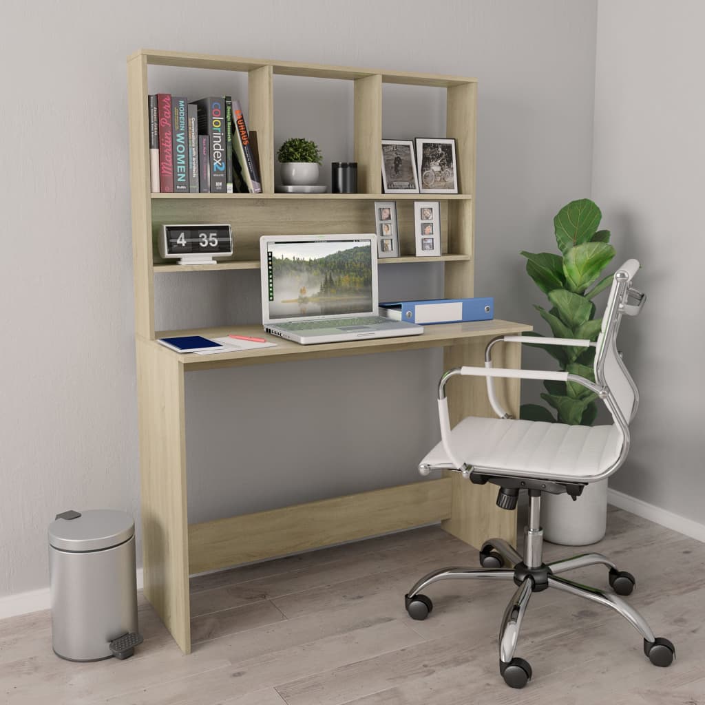 vidaXL Desk | Sonoma Oak | Engineered Wood | Medium | Desk | Rectangular