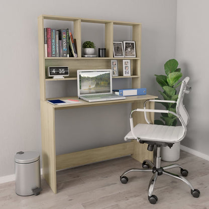 vidaXL Desk | Sonoma Oak | Engineered Wood | Medium | Desk | Rectangular