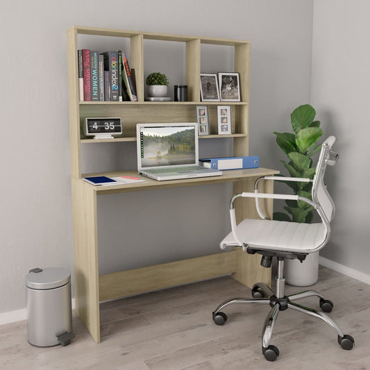 vidaXL Desk | Sonoma Oak | Engineered Wood | Medium | Desk | Rectangular