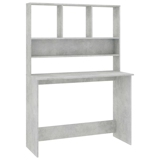 800391 vidaXL Desk with Shelves Concrete Grey 110x45x157 cm Engineered Wood