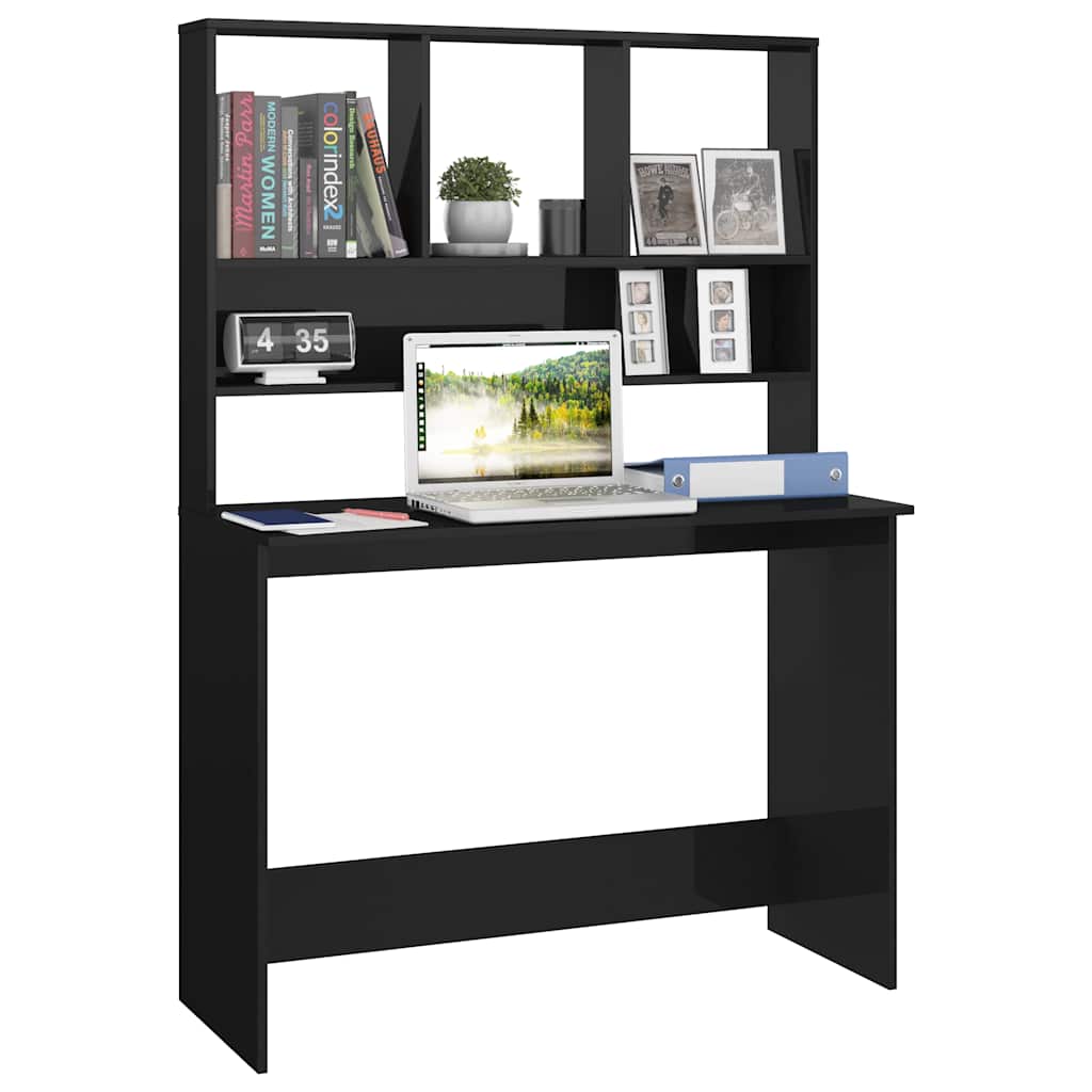vidaXL Desk | High gloss black | Engineered wood | 110x45x157 cm | Desk