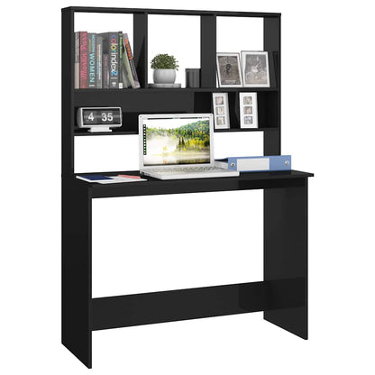 vidaXL Desk | High gloss black | Engineered wood | 110x45x157 cm | Desk