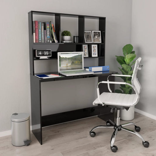 vidaXL Desk | High gloss black | Engineered wood | 110x45x157 cm | Desk