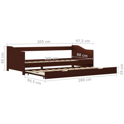 vidaXL Sofa Bed Frame | Dark Brown | Pine wood, Plywood slats | 90x200 cm