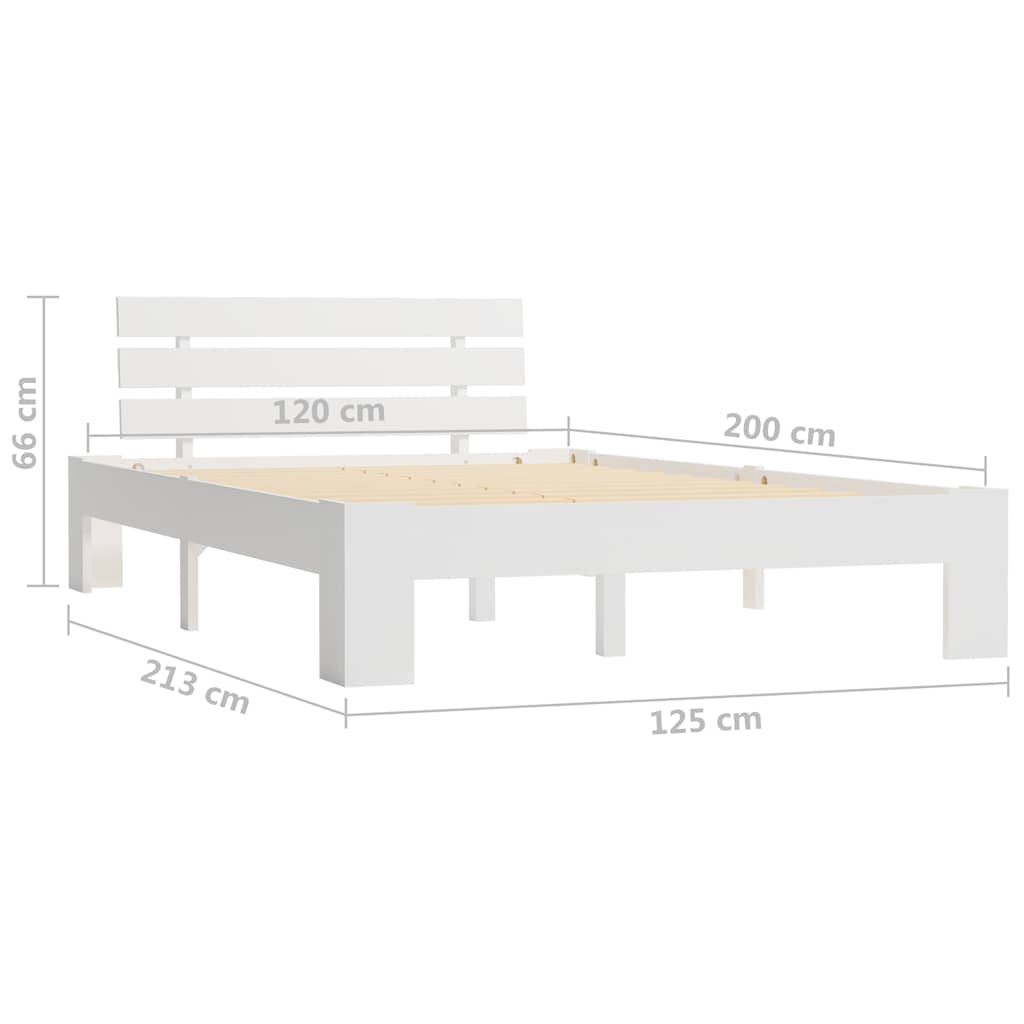 vidaXL Bed Frame without Mattress White Solid Pine Wood 120x200 cm