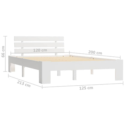 vidaXL Bed Frame without Mattress White Solid Pine Wood 120x200 cm