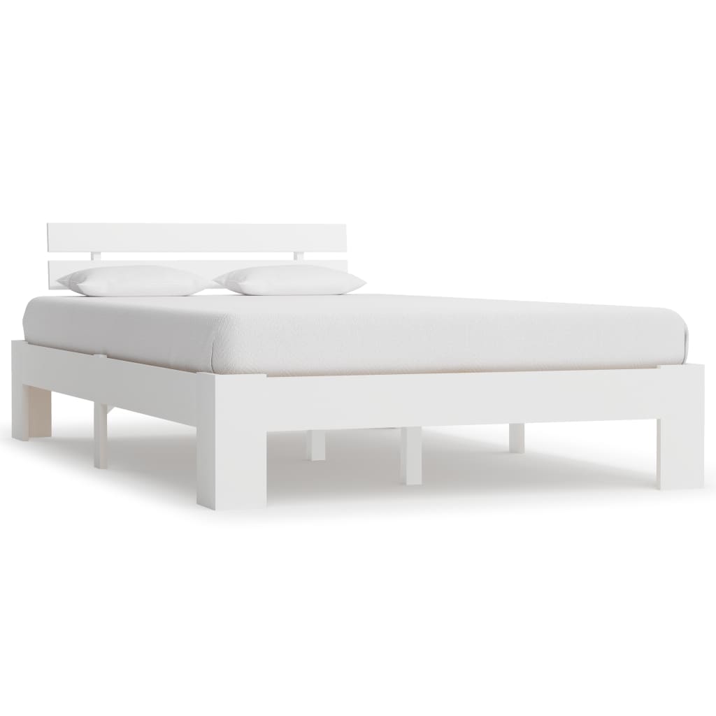 vidaXL Bed Frame | White | Solid pine wood | Double | Durable | Bed Frame