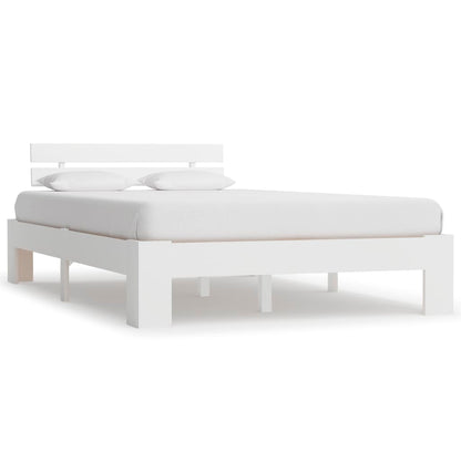 vidaXL Bed Frame | White | Solid pine wood | Double | Durable | Bed Frame