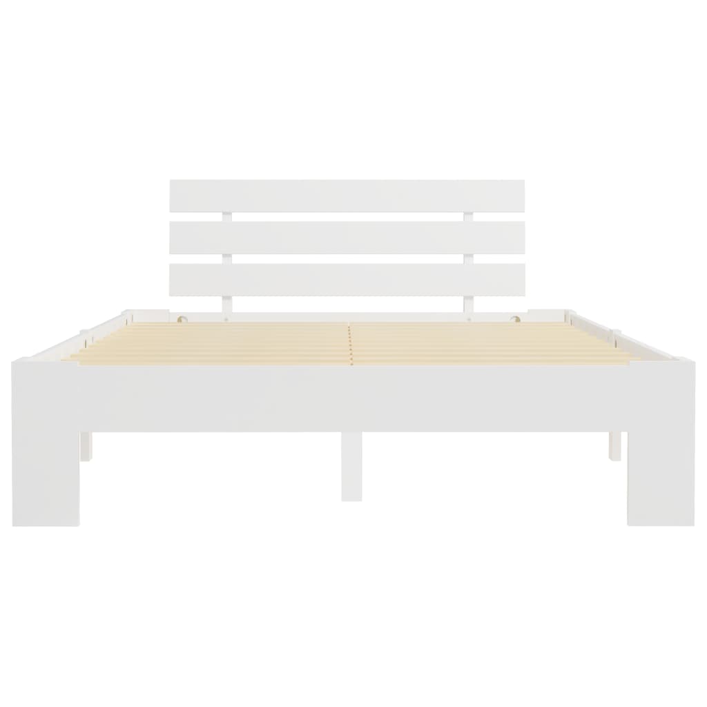 vidaXL Bed Frame | White | Solid pine wood | Double | Durable | Bed Frame