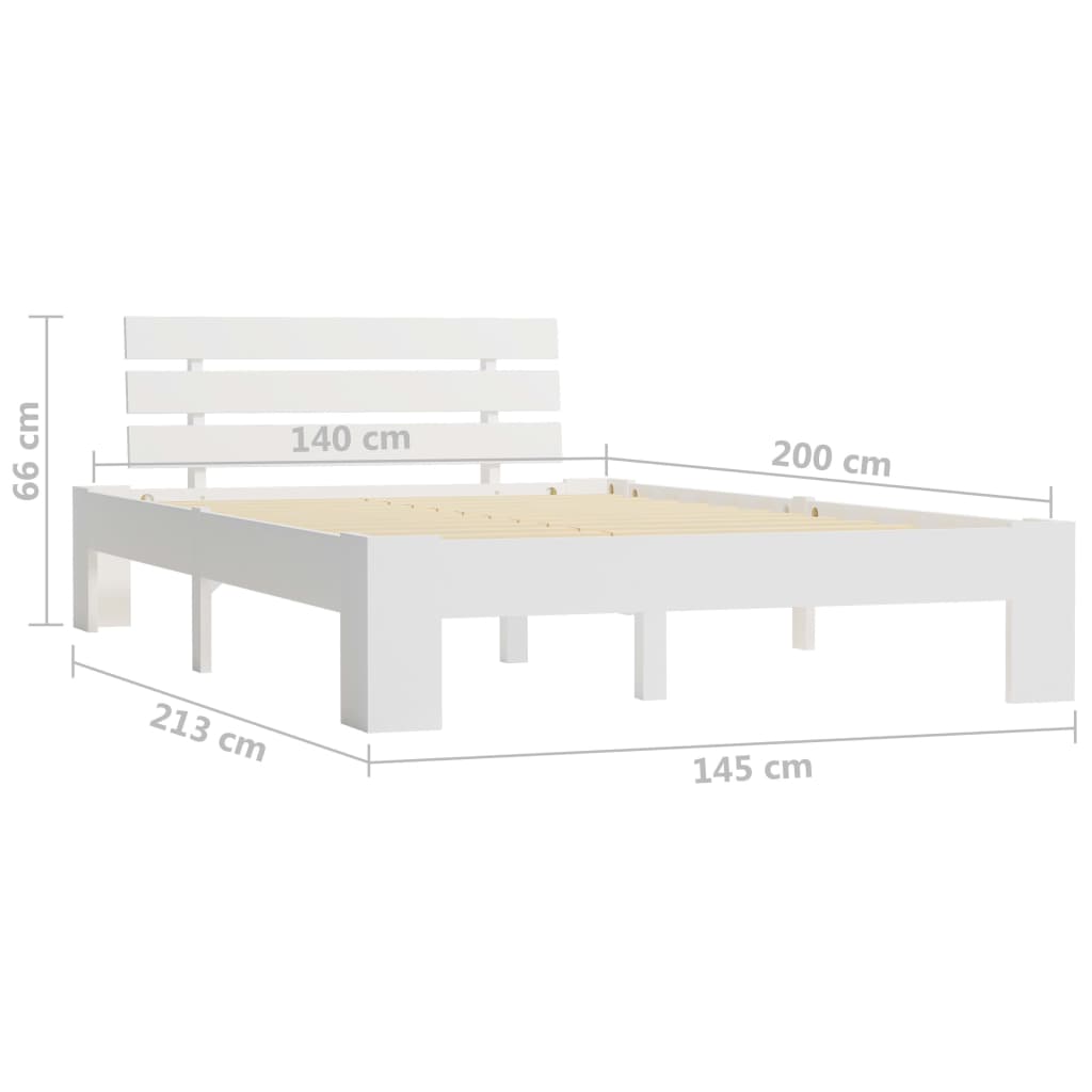 vidaXL Bed Frame | White | Solid pine wood | Double | Durable | Bed Frame