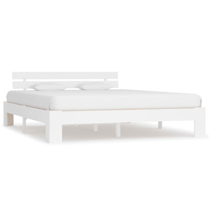 vidaXL Bed Frame | White | Solid pine wood and Plywood | Double | Durable