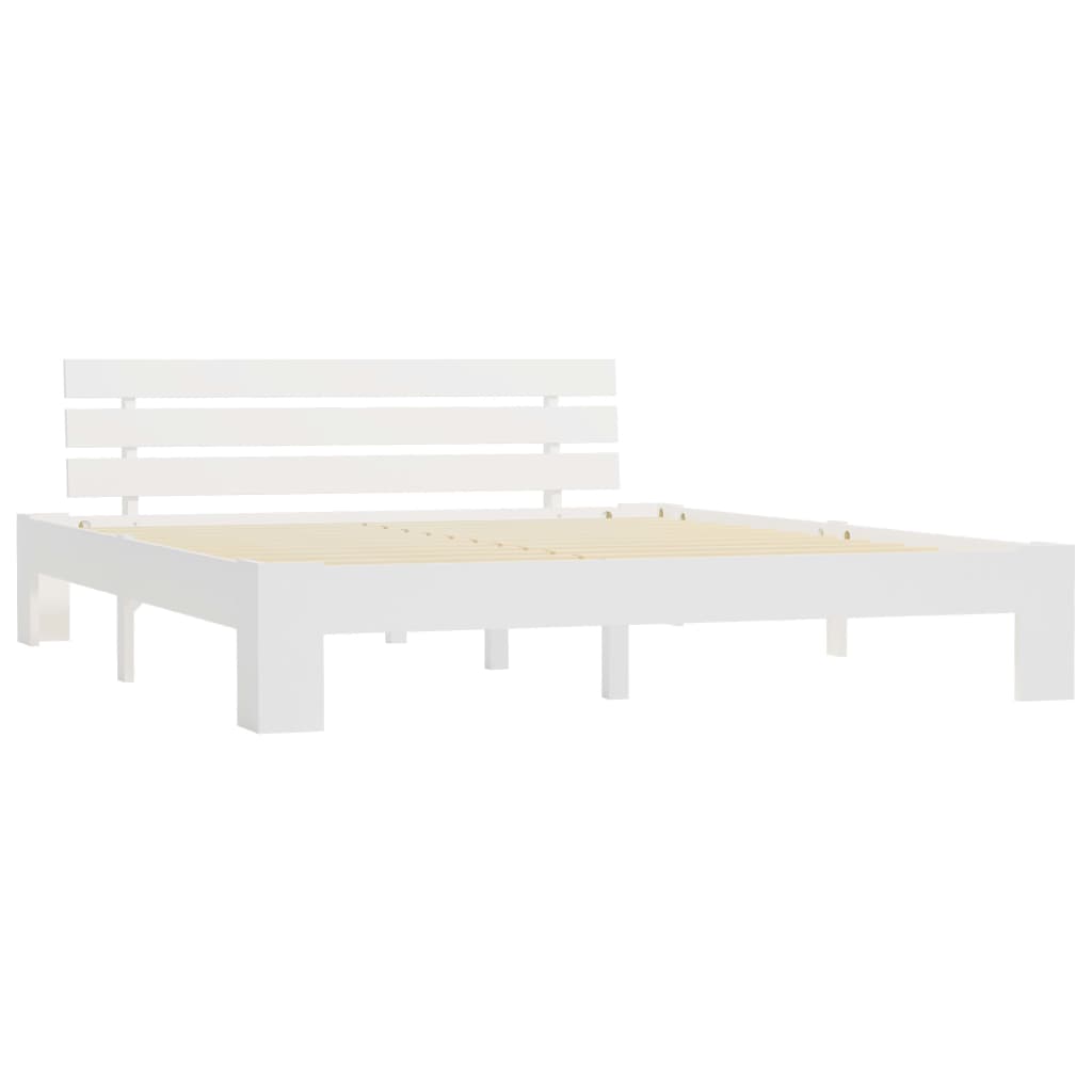 vidaXL Bed Frame | White | Solid pine wood and Plywood | Double | Durable