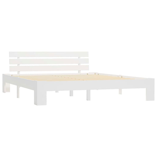 vidaXL Bed Frame | White | Solid pine wood and Plywood | Double | Durable