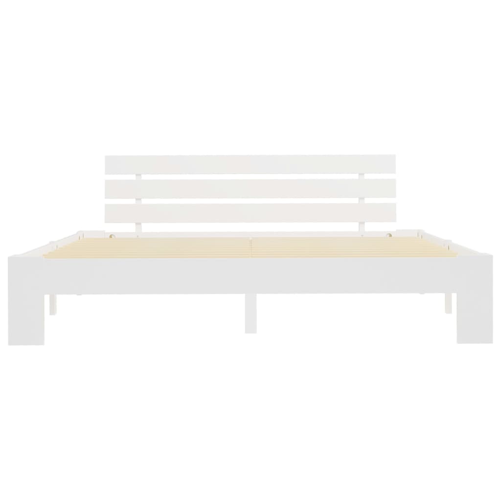 vidaXL Bed Frame | White | Solid pine wood and Plywood | Double | Durable