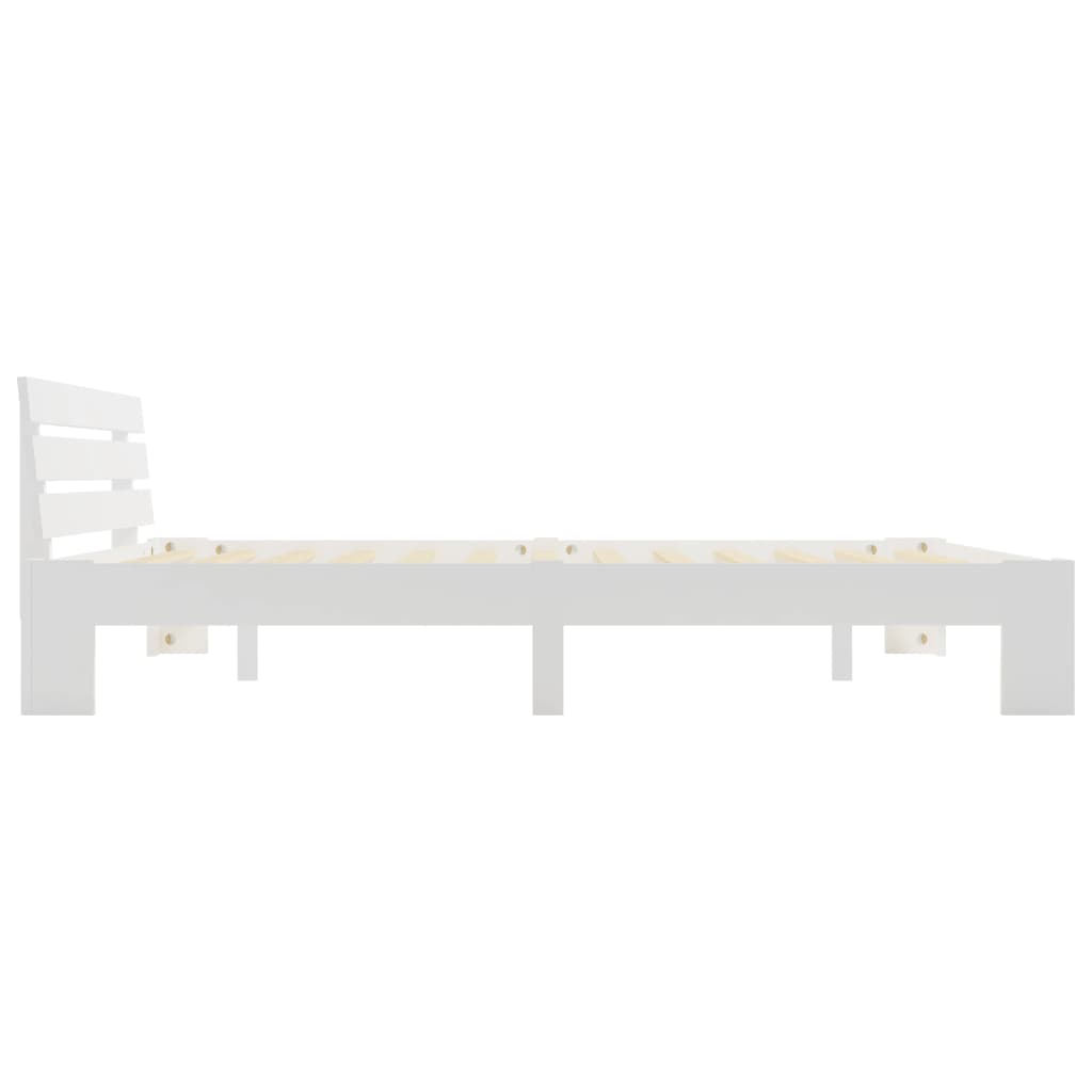 vidaXL Bed Frame | White | Solid pine wood and Plywood | Double | Durable