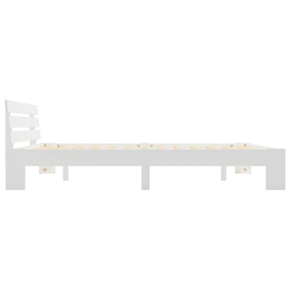 vidaXL Bed Frame | White | Solid pine wood and Plywood | Double | Durable