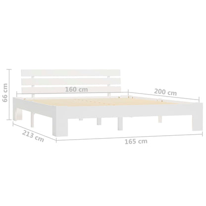 vidaXL Bed Frame | White | Solid pine wood and Plywood | Double | Durable