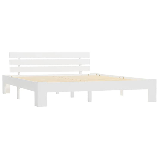 vidaXL Bed Frame | White | Solid pine wood, Plywood | 180x200 cm Super King