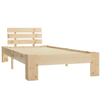 vidaXL Bed Frame | Natural | Solid Pine Wood, Plywood | Single |  Durable