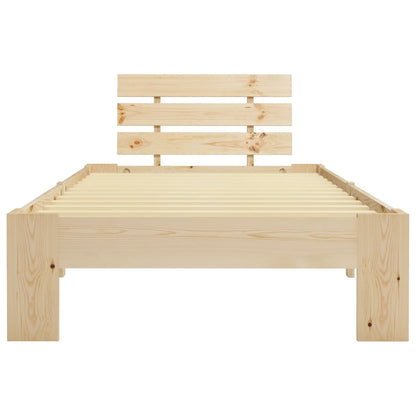 vidaXL Bed Frame | Natural | Solid Pine Wood, Plywood | Single |  Durable