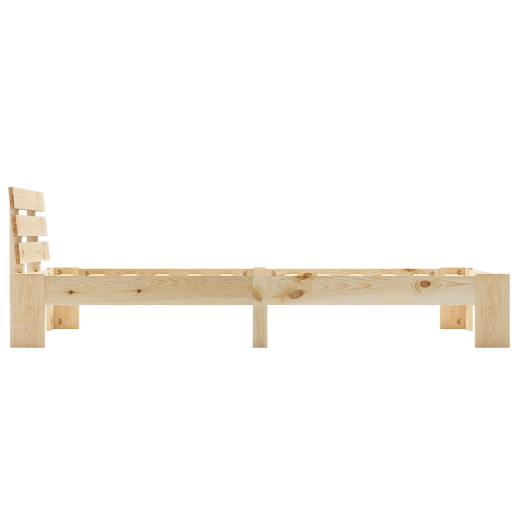 vidaXL Bed Frame | Natural | Solid Pine Wood, Plywood | Single |  Durable