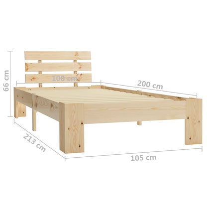 vidaXL Bed Frame | Natural | Solid Pine Wood, Plywood | Single |  Durable