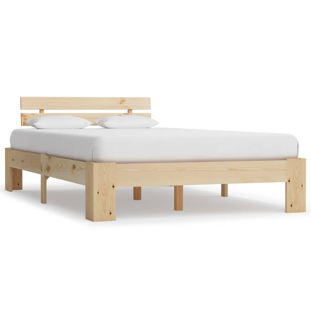 vidaXL Bed Frame | Natural Wood | Solid Pine Wood, Plywood | Double | Tough