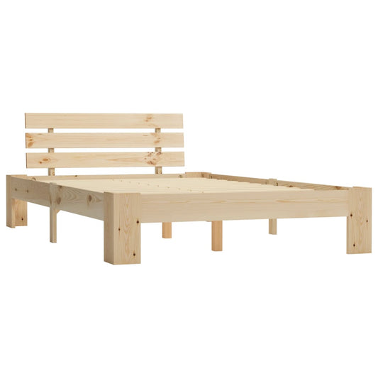 vidaXL Bed Frame | Natural Wood | Solid Pine Wood, Plywood | Double | Tough