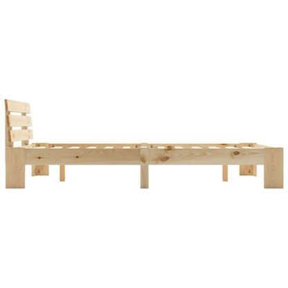 vidaXL Bed Frame | Natural Wood | Solid Pine Wood, Plywood | Double | Tough