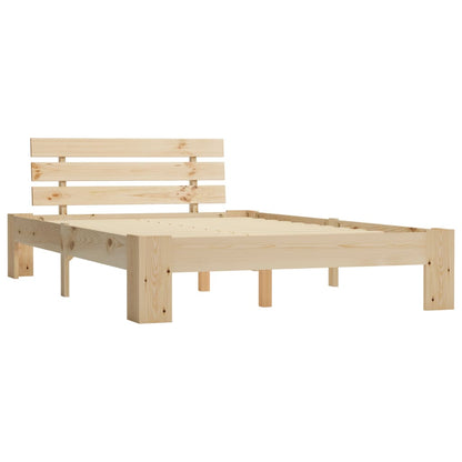 vidaXL Bed Frame | Natural Wood | Solid Pine Wood, Plywood Slats | Double