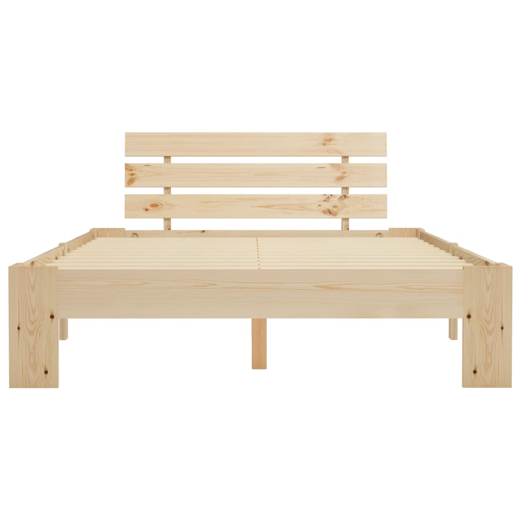 vidaXL Bed Frame | Natural Wood | Solid Pine Wood, Plywood Slats | Double