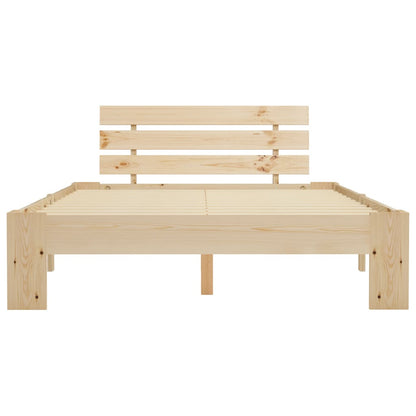 vidaXL Bed Frame | Natural Wood | Solid Pine Wood, Plywood Slats | Double