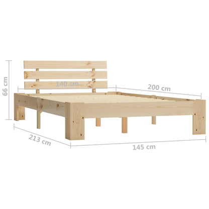 vidaXL Bed Frame | Natural Wood | Solid Pine Wood, Plywood Slats | Double