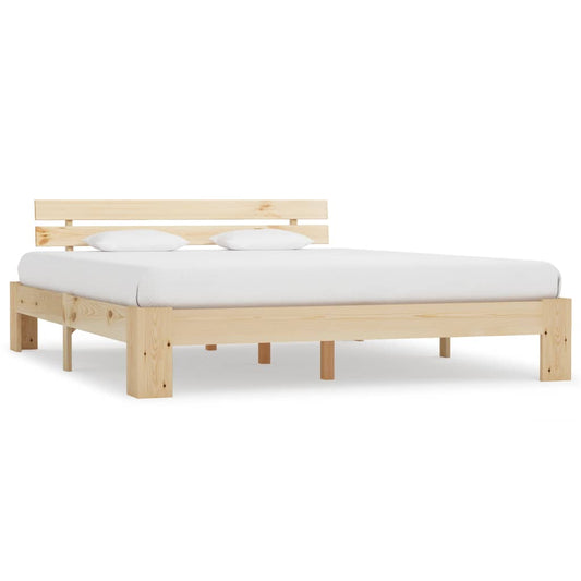 vidaXL Bed Frame | Natural | Solid pine wood, plywood slats | Super King