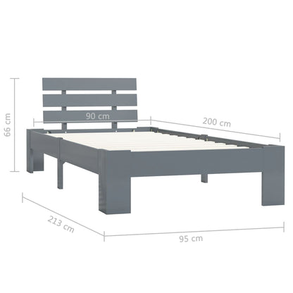 vidaXL Bed Frame | Grey | Solid pine wood and plywood | Single | Durable