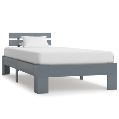 vidaXL Bed Frame | Grey | Solid Pine Wood and Plywood | Single | Durable