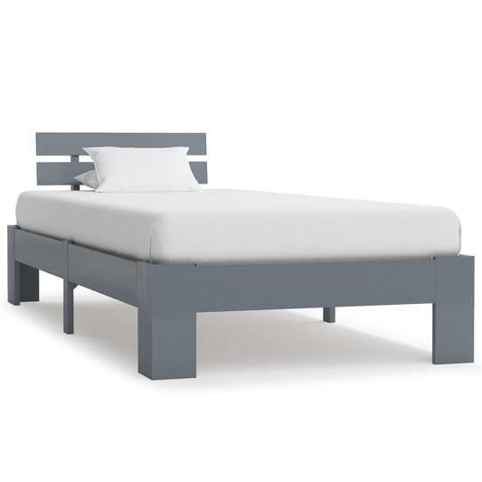 vidaXL Bed Frame | Grey | Solid Pine Wood and Plywood | Single | Durable