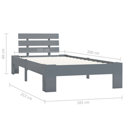 vidaXL Bed Frame | Grey | Solid Pine Wood and Plywood | Single | Durable