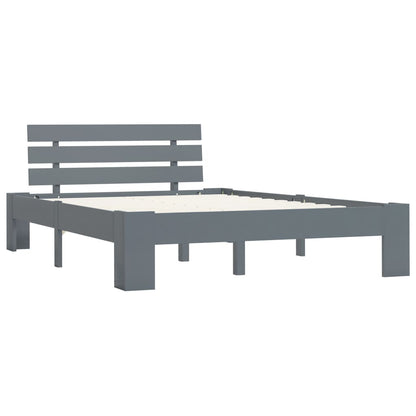 vidaXL Bed Frame | Grey | Solid Pine Wood | Double | Durable | Bed Frame