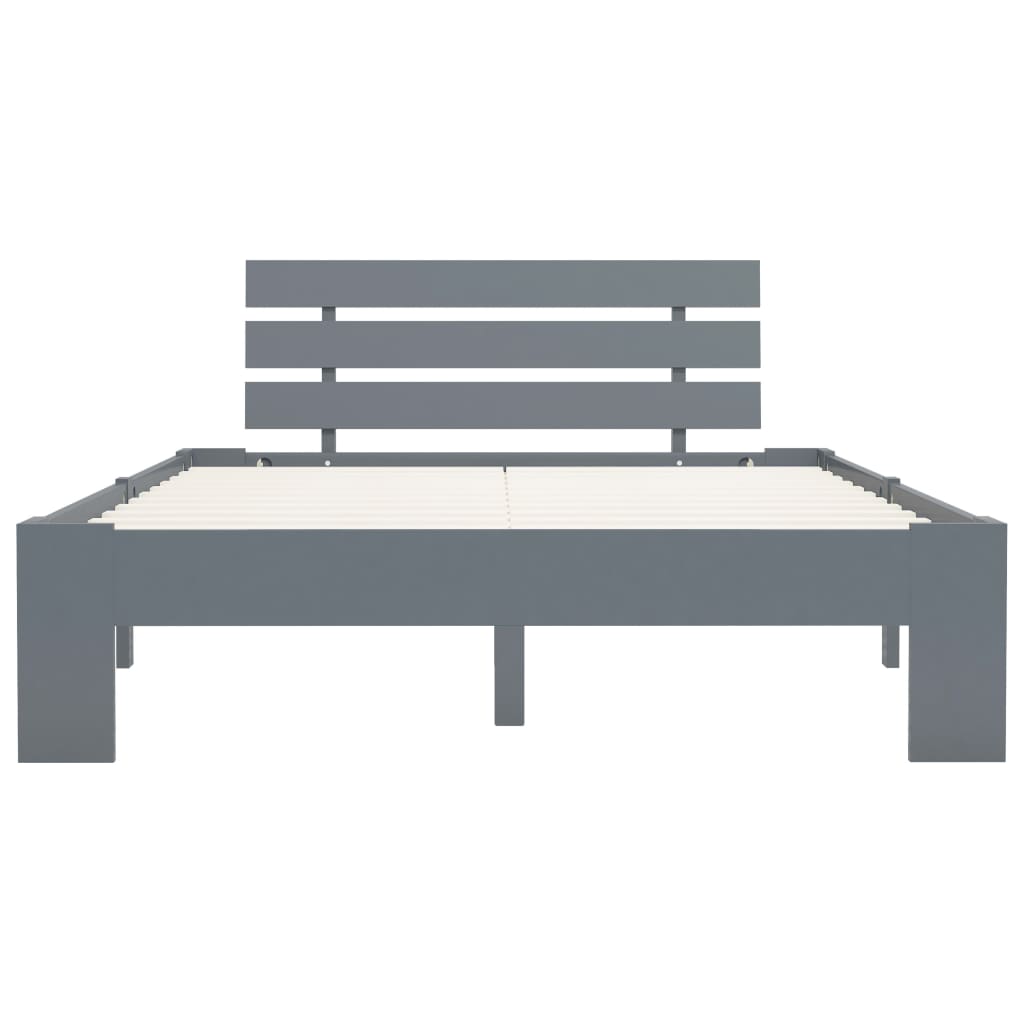 vidaXL Bed Frame | Grey | Solid Pine Wood | Double | Durable | Bed Frame