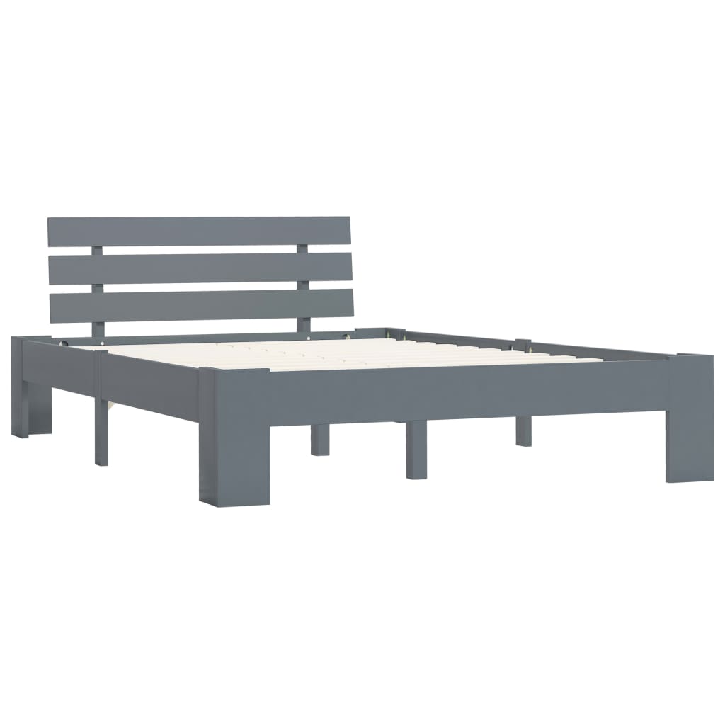 vidaXL Bed Frame | Grey | Solid pine wood, plywood | Double | Durable