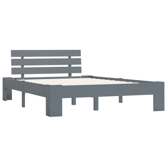 vidaXL Bed Frame | Grey | Solid pine wood, plywood | Double | Durable