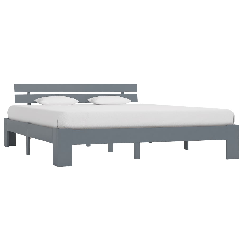 vidaXL Bed Frame | Grey | Solid Pine Wood and Plywood | 160x200 cm | Durable