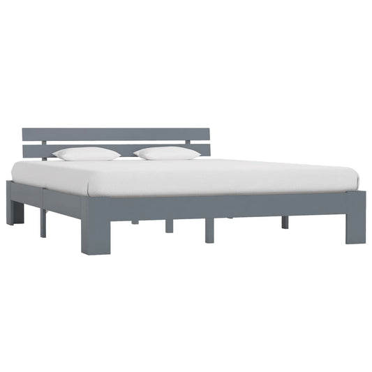 vidaXL Bed Frame | Grey | Solid pine wood and plywood | Super King | Durable