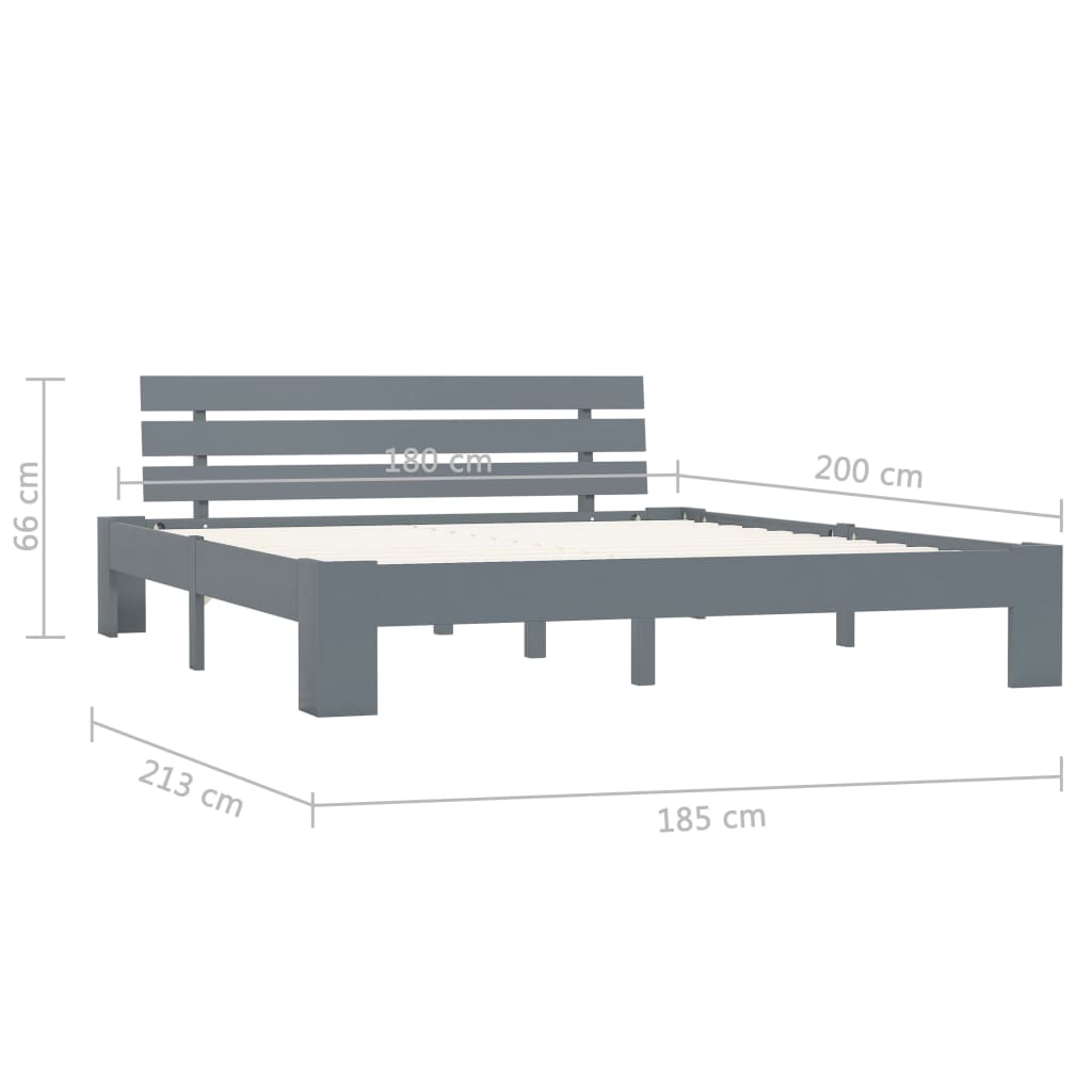 vidaXL Bed Frame | Grey | Solid pine wood and plywood | Super King | Durable