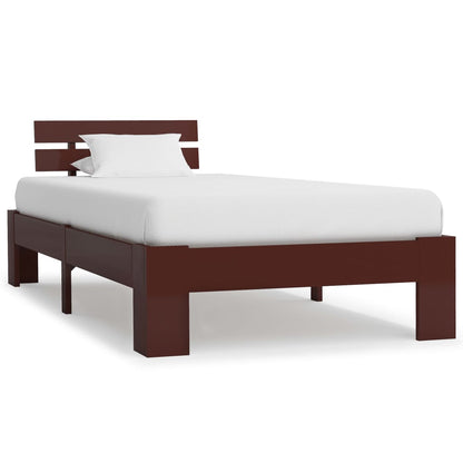 vidaXL Bed Frame without Mattress Dark Brown Solid Pine Wood 90x200 cm