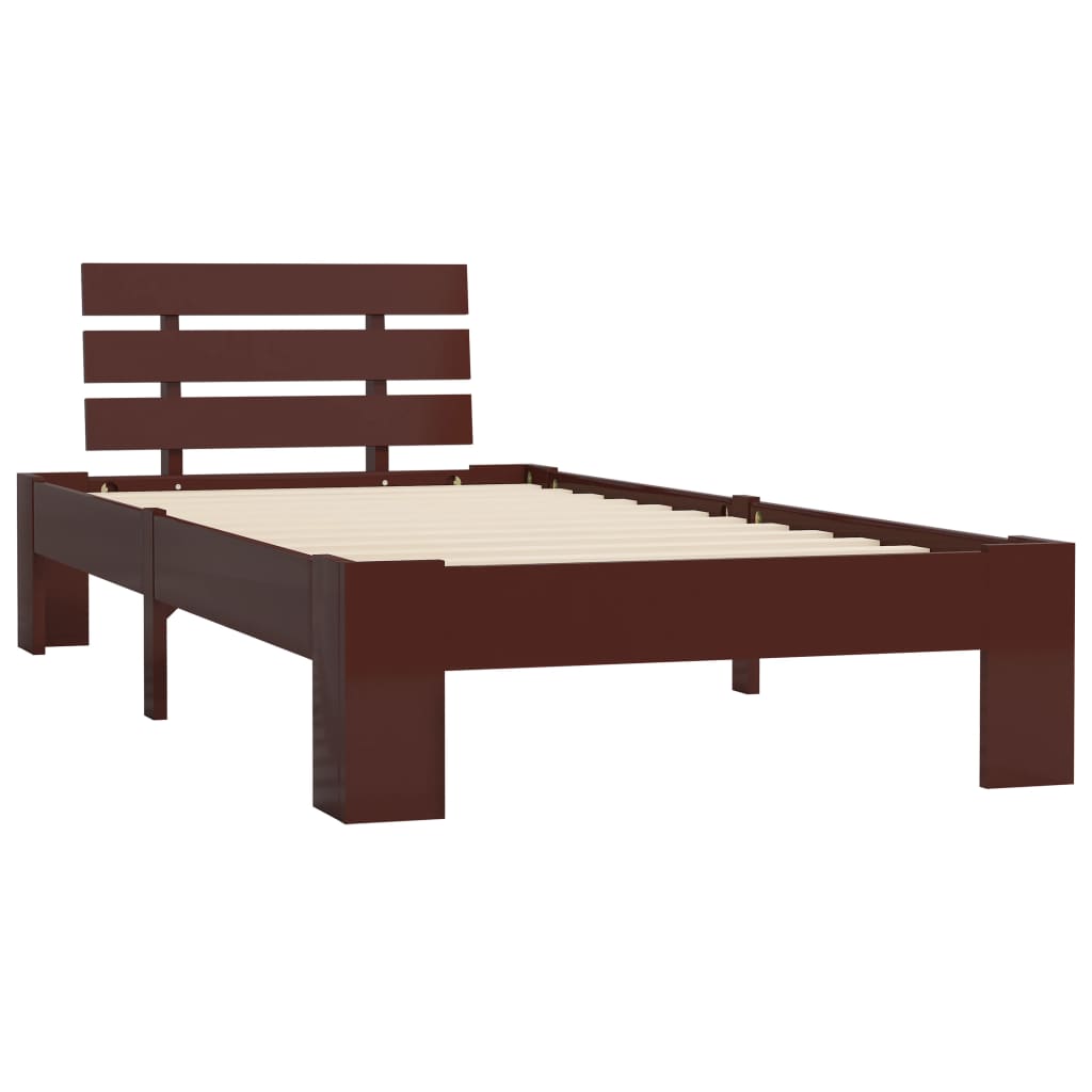 vidaXL Bed Frame without Mattress Dark Brown Solid Pine Wood 100x200 cm
